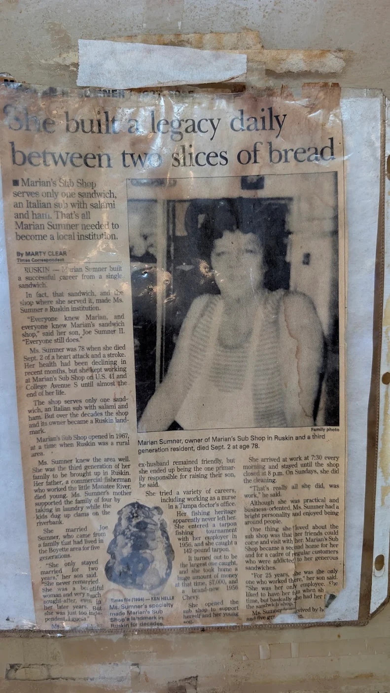 Original newspaper clipping: She built a legacy daily between two slices of bread